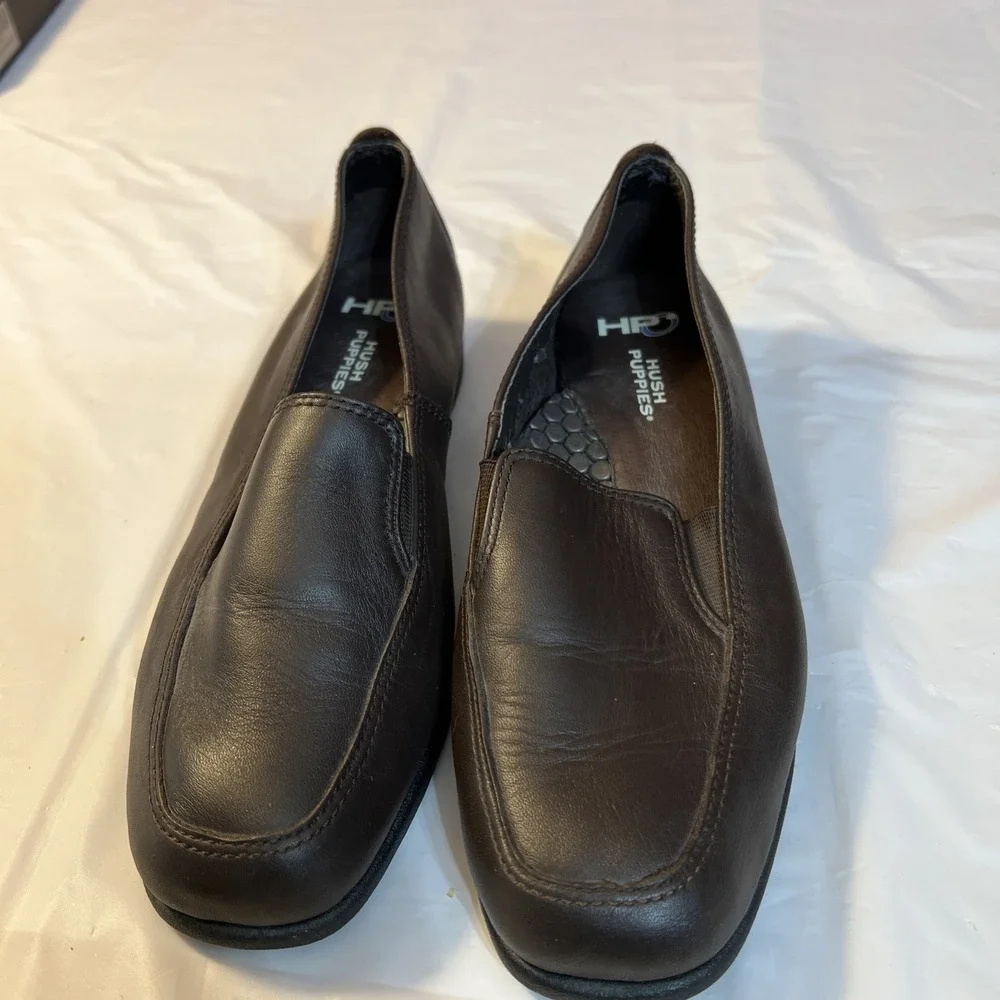Hush Puppies Womens Heaven Loafers H55541 Leather Slip On Brown Size 7.5